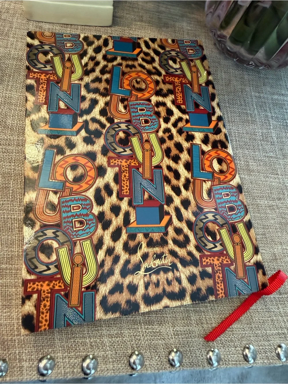 Christian Louboutin NIB Leopard Print Notebook with Multicolor Logo